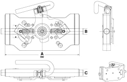Technische Zeichnung: Rockinger Adapterplatte RO899D Stützlast 4.000 kg, 1.000 kg