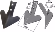 Technische Zeichnung: Industriehof® Gänsefußschar 180 x 5 mm für Köckerling Grubber Allrounder
