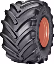Produktbild: Mitas Landmaschinenreifen SFT Radial TL mit grobem Profil und oranger Felge