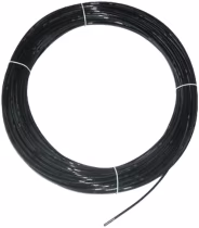 Produktbild: Schwarzes Polyamidrohr DIN 74324 als aufgerollte Meterware mit weißen Kabelbindern