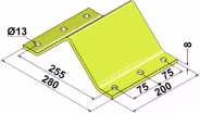 Technische Zeichnung: Industriehof® Oberschelle für 280 x 200 x 8 mm, für Scheibenhalter verstärkte für Rahmen 100 x 100 mm