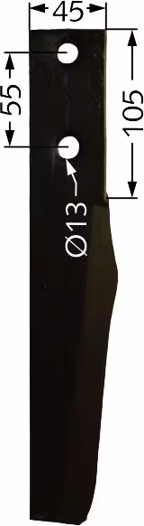 Technische Zeichnung: Industriehof® Kreiseleggenzinken 45 x 280 x 14 mm für Kreiselegge Breviglieri, Schmotzer