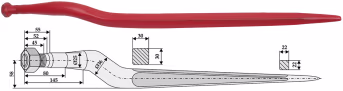 Technische Zeichnung: Industriehof® Silozinken 815 mm, M 24 x 1,5 AG, spitz, gekröpft, für Stoll