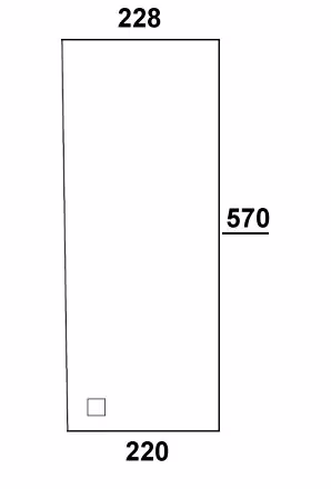 Technische Zeichnung: Frontscheibe klar, unten links/rechts, für Traktor Steyr 8000, 8100