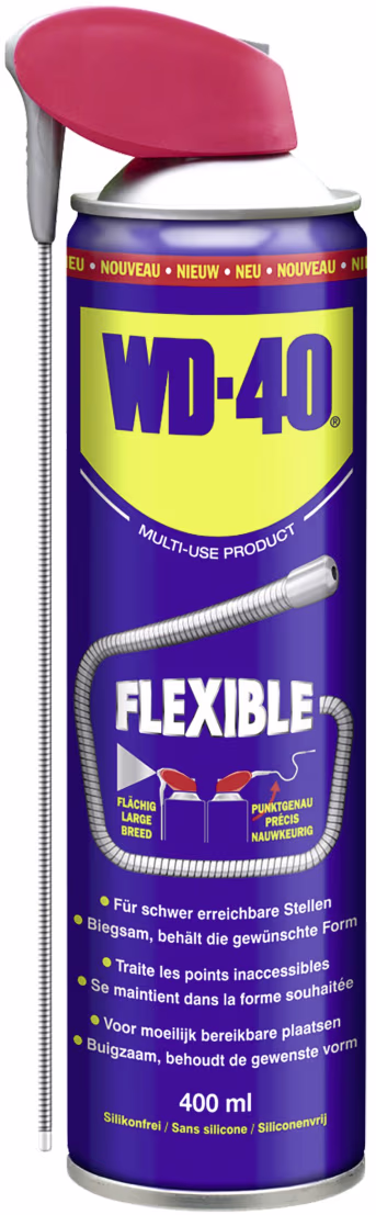 Produktbild: WD-40® Multifunktionsspray Flexible 400 ml, mit flexiblem, klappbarem Metall-Sprührohr