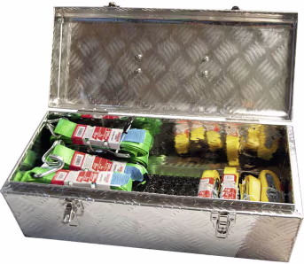 Produktbild: TRAILER POOL Zurrgurteset 17-teilig in Aluminium-Werkzeugbox