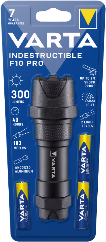 Produktbild: VARTA LED Indestructible F10 Pro Taschenlampe mit Batterien