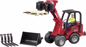 Produktbild: Bruder® Modell Schäffer Hoflader 2630 mit Palettengabel und Schaufel 1:16