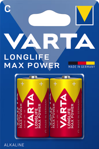Produktbild: VARTA Batterie Alkaline Longlife Power Max C, LR14 1,5 V/7.800 mAh, 2 St. Blister