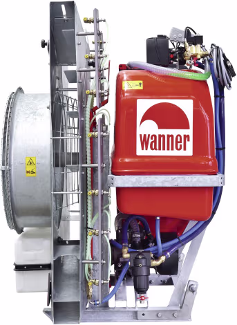 Produktbild: WANNER Gebläsespritze DA/DAL mit rotem Tank und Axialgebläse für Obst- und Weinbau