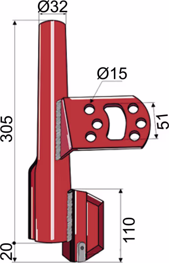 Technische Zeichnung: Industriehof® Saatrohr links/rechts Länge 325 mm für Sämaschine Väderstad
