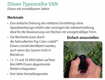 Detailbild: RAIN BIRD® Sprühdüse VAN einstellbar, für Versenkregner