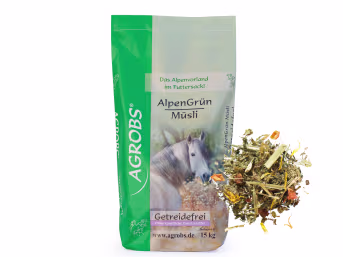 Produktbild: AGROBS AlpenGrün MÜSLI stärkearmes und zuckerarmes Fasermüsli mit Kräutern