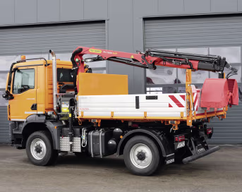 Produktbild: MAN Systemfahrzeuge 13.290 Baureihe TGM mit vollhydraulischem Wechselsystem Dreiseitenkipper Ressenig