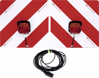 Produktbild: Warntafelsatz Folie Typ 1 links/rechts 423 x 423 mm rot, weiß, beidseitig, Positions-/Schlussleuchte, 7-polig