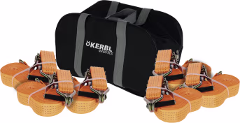 Produktbild: KERBL Zurrgurt 8 m x 50 mm, 6 Stück, 2-teilig, Spitzhaken, Ratsche, mit Tragetasche