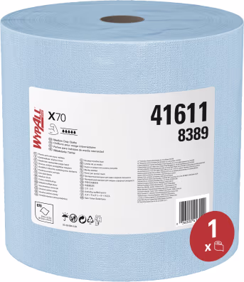 Produktbild: Putztuch WypAll® X70 Power Clean™ L x B: 340 x 340 mm, blau, 1-lagig, 1 x Rolle á 870 Tücher, 8389