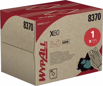 Produktbild: Putztuch WypAll® X60 General Clean™ L x B 418 x 283 mm, blau, 1-lagig, 1 x Spenderbox á 200 Tücher, 8370
