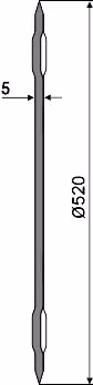 Technische Zeichnung: NIAUX 200 Sechscheibe 520 x 5 mm, LK 105 mm, gerade, glatt, für Agrolux, Massey Ferguson, Överum