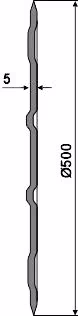 Technische Zeichnung: NIAUX 200 Sechscheibe 500 x 5 mm, LK 90/100 mm, gerade, gezahnt, für Vogel & Noot