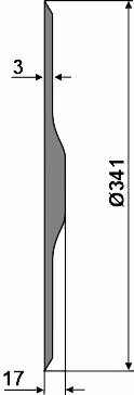 Technische Zeichnung: NIAUX 200 Säscheibe 341 x 3 mm, gerade, glatt, für Sämaschine John Deere 740 A