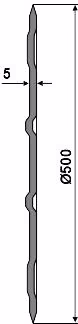 Technische Zeichnung: NIAUX 200 Sechscheibe 500 x 5 mm, LK 100 mm, gerade, gezahnt, für Kverneland