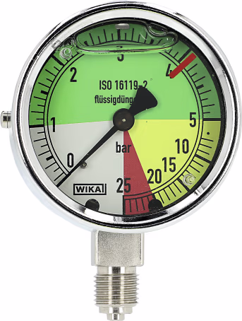 Produktbild: Holder Manometer 0 bis 25 bar 1/4 AG unten, Ø 63 mm, flüssigdüngerfest