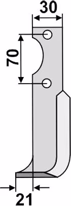 Technische Zeichnung: Industriehof® Fräsmesser links/rechts 175 x 50 x 4 mm, Bohrung 9 mm, für Agria