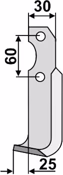 Technische Zeichnung: Industriehof® Fräsmesser links/rechts 180 x 30 x 6 mm, Bohrung 9 mm, für Brumital-Agris