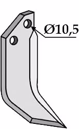 Technische Zeichnung: Industriehof® Fräsmesser links/rechts 152 x 50 x 6 mm, Bohrung 10,5 mm, für B.C.S. Grillo, Pasquali