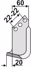 Technische Zeichnung: Industriehof® Fräsmesser links/rechts 140 x 60 x 6 mm, Bohrung 9 mm, für Holder