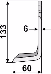 Technische Zeichnung: Industriehof® Fräsmesser links/rechts 133 x 50 x 6 mm, Bohrung 10,5 mm, für Breviglieri, M.E.A.A.T.