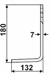 Technische Zeichnung: Industriehof® Fräsmesser links/rechts 180 x 80 x 7 mm, Bohrung 13 mm, für Howard