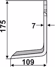 Technische Zeichnung: Industriehof® Fräsmesser links/rechts 175 x 70 x 7 mm, Bohrung 14,5 mm, für Muratori, Sovema