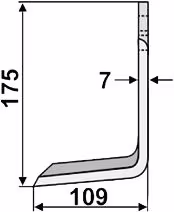 Technische Zeichnung: Industriehof® Fräsmesser links/rechts 175 x 70 x 7 mm, Bohrung 12,5 mm, für Sovema