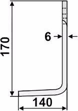 Technische Zeichnung: Industriehof® Fräsmesser links/rechts 170 x 75 x 6 mm, Bohrung 11,5 mm, für Howard