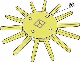 Produktbild: Industriehof® Fingerstern 240 mm, Lochkreis 75 mm, mittelhart, für Fingerhacke, 1.10.1301