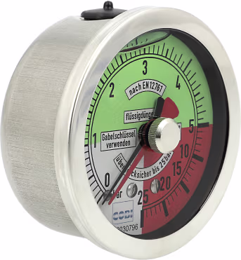 Produktbild: Hücobi Glyzerin-Manometer, Anschluss 1/4 hinten, 0 bis 25 bar, flüssigdüngerfest