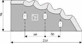 Technische Zeichnung: Industriehof® Messer 210 x 94 x 5 mm, für Mischwagen Sgariboldi, 70-117