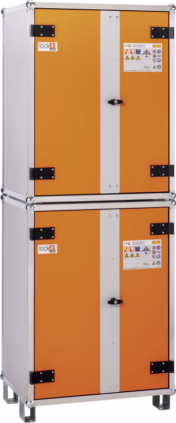 Produktbild: Cemo Akku-Lagerschrank 8/20 800 x 2.130 x 660 mm, 3 Rauchmelder, mit Füßen, für die Lagerung von Li-Ion-Akkus