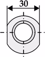 Technische Zeichnung: Industriehof® Exzentrische Buchse Ø 30 mm, Bohrung 22 mm, Höhe 19 mm für Frontlader, Silozinken