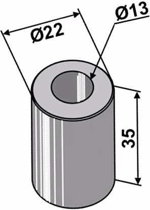 Technische Zeichnung: Industriehof® Buchse 13 x 22 x 35 mm, für Agram, Taarup