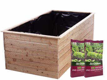 Produktbild: Hochbeet Lärchenholz 200 x 100 x 72 cm natur Füllmenge 1.440 l + 2x gratis Hochbeet Dünger