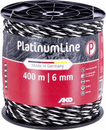 Produktbild: Ako Elektroseil PlatinumLine 6 mm/400 m, schwarz, weiß, 442839