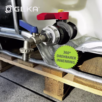Produktbild: Geka® Adapter G 3/4 IG, S 60 x 6 IG mit Kugelauslaufventil, für IBC-Tank