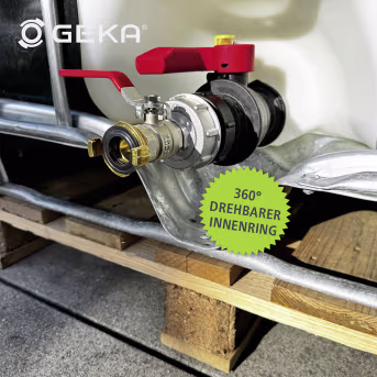 Produktbild: Geka® Adapter G 3/4 IG, S 60 x 6 IG mit Kugelhahn und GeKa Schnellkupplung, für IBC-Tank