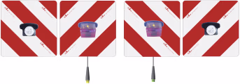 Produktbild: Warntafelsatz Folie Typ 1 links/rechts 423 x 423 mm rot, weiß, beidseitig, Positions-/Schlussleuchte, 4-polig