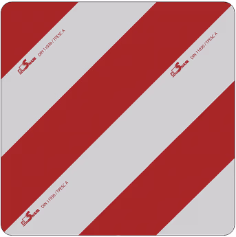 Produktbild: Warntafel Folie Typ 1 links/rechts 423 x 423 mm rot, weiß, einseitig beklebt, ohne Beleuchtung, Stahl, verzinkt