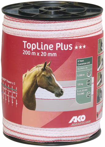Produktbild: Ako Breitband TopLine Plus 20 mm/200 m weiß, rot, 449551