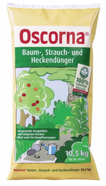 Produktbild: Oscorna® Baum Strauch und Heckendünger NPK 6+4+0.5 10,5 kg Sack Pulver
